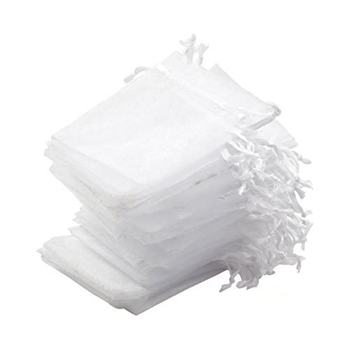 KUPOO Pack of 50PCS 8x12 Inch Organza Drawstring Gift Bag Pouch Wrap for Party/Game/Wedding (White) - Image 3
